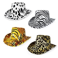Adult Cow Print Cowboy Hat, Hat Zebra Print Leopard Printed Western Cowboy Hat Halloween Costume Acc