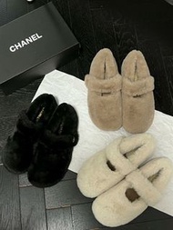 Chanel小香家2025SS經典雙C羊毛包子鞋瑪麗珍一字扣女鞋香港專櫃同款