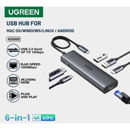 UGREEN 45000 USB HUB TYPE-C 6 IN 1 USB 3.0 + HDMI + RJ45 + PD 100w