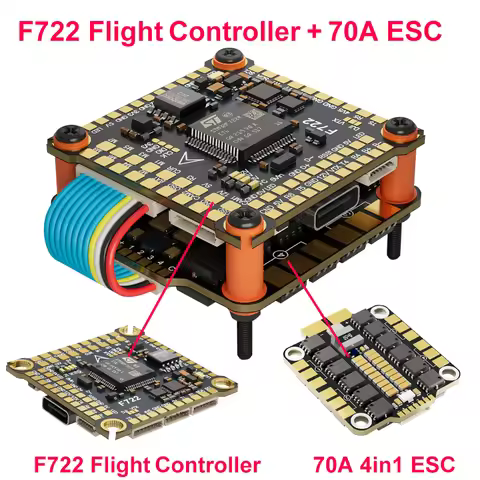 DAKEFPV F722 70A Stack ICM42688P F722 Flight Controller Bluejay 70A 4in1 ESC 30.5X30.5mm 3-8S for FP
