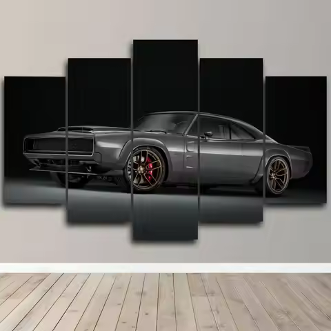 No Framed 5 Pieces Dodge Super Charger 1968 Car HD Print Wall Art Canvas Posters Pictures Paintings 