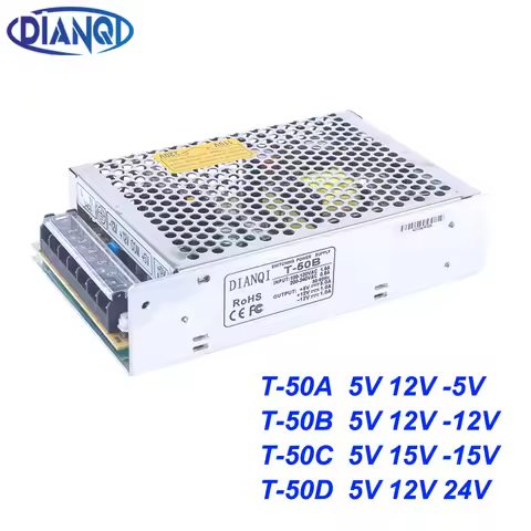 Triple output power supply 50w 5V 3A, 12V 1A, 24V 1A power suply T-50D ac dc converter good quality 