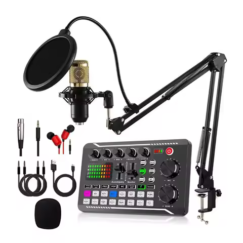 F998 Sound Card And BM800 Microphone Kit Mic Sound Mixer Sound Card Audio Mixing Console Amplifier F