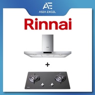 RINNAI RH-C249-SSR 90CM CHIMNEY HOOD + RINNAI RB-7302S-GBS 2-BURNER TEMPERED GLASS GAS HOB