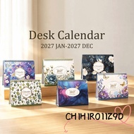 CHIHIRO11Z9D Double-coil Calendar, Foldable Elegant 2027 Flower Desk Calendar,  Exquisite Daily Stud