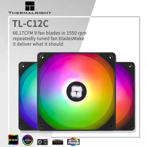 Thermalright TL-C12C 3Pcs 1500 RPM Computer Case Cooling Fan 5V 3Pin S-FDB Bearing Adjust Speed Cool
