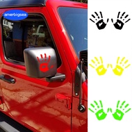 [AME]1 Pair Colorful Handprint Car Sticker Waterproof PVC Self-adhesive Auto SUV Off Road Vehicle Left Right Rearview Mirror Body Palm Decoration Automobile Deal