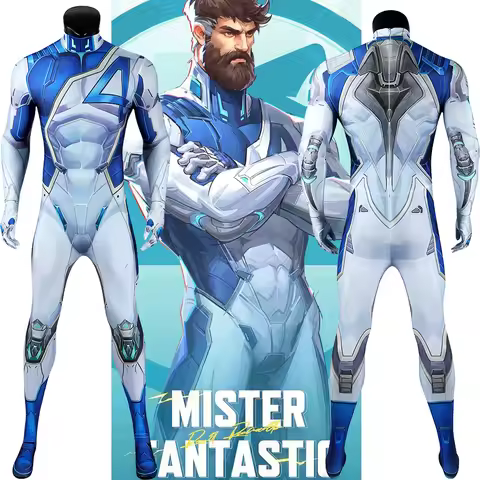 PS5 GAME Marvel Rivals Cosplay Mr Fantastic Costume Superhero 3D Printed Spandex Outfit Halloween Co