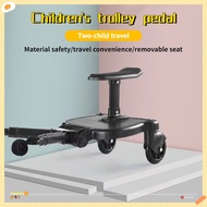 Universal children's stroller pedal adapter with seats, portable twin scooter children's station board, adjustable stroller auxiliary trailer