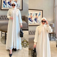(BONUS JILBAB) terbaru gamis hikmat bordir set hijab segi 4 embroidery swaroski/areesha dress fashio