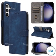 KK Samsung S24 FE 2024 Flip Matte Leather Phone Case Card Slot And wallet PU Leather Casing For Sams