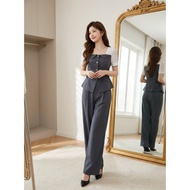 L'Amour Boutique Set Elegant Women's Office Set Wide Leg Pants | Vest Waistcoat