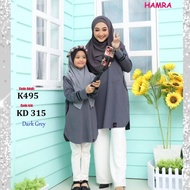 | DARK GREY | BAJU TSHIRT MUSLIMAH HAMRA | BAJU SEDONDON IBU &amp; ANAK | IRONLESS | POKET KIRI &amp; KANAN BAJU