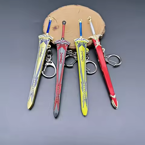 Fate Stay Night Mini Excalibur Keychain Fate Anime Sword Model Caliburn Metal Enamel Model for Fans 