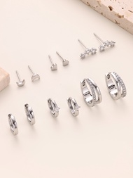 6 Pairs Small Gold Hoop Stud Earrings Set for Somen 14K Gold Plated Huggie Hoop Earrings Double Hoo