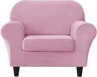HENBULA Stretch Chair Sofa Slipcovers, Thick Velvet Sofa Covers Soft Couch Cover Armchair Slipcover Furniture Protector for Kids Pets (Small, Pink)