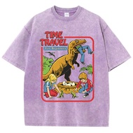 Stealing Dinosaur Baby Caught Washed Retro Men Tshirts Cotton Casual Short Sleeve Fashion Breathable