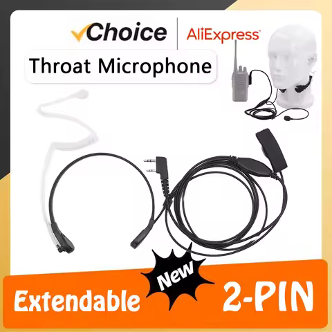 Throat Mic Earpiece UV-K5 Walkie Talkie Headset PTT Microphone For Kenwood Radios Baofeng DM-1701 UV