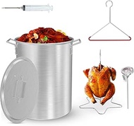 Fire Riot 30 Qt Aluminum Pot Kit – Outdoor Cooking Pot with Lid, Turkey Stand & Thermometer