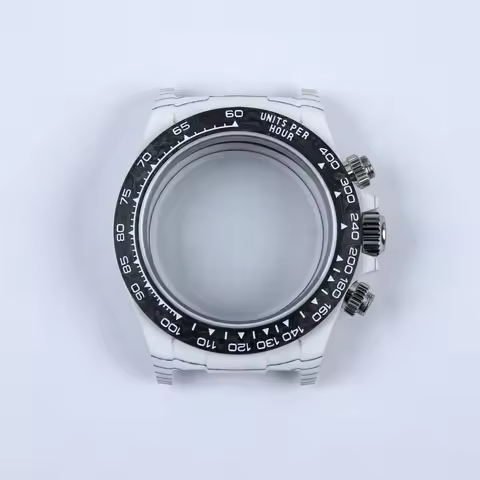 White Carbon Fiber Watch Case For Daytona Mod, Carbon Bezel Watch Housing Compatible With Seiko VK63