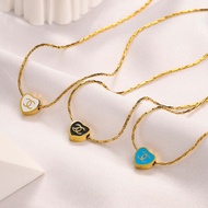 Chanel Heart Necklace Gold Blue Black White