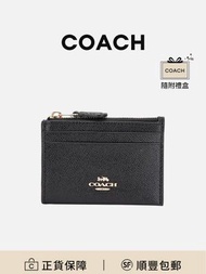 COACH Skinny 11證件套卡片套黑色牛皮革簡約商務[平行進口]