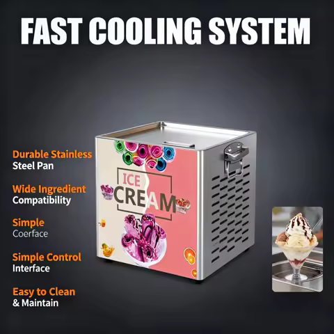 DIY Fried Ice Cream Machine, Rolled Ice Cream Maker, Commercial Ice Cream Machine, Frozen Dessert Ma