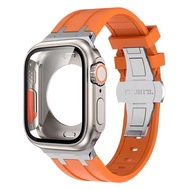 Case+Strap for Apple Watch Series 10 9 8 7 6 5 4 SE Band bracelet 45mm 44mm 41mm 45mm Rubber Strap U