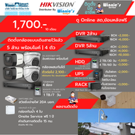 [เพียง1700บ/ด.] Hikvision ชุดกล้องวงจรปิดAnalog 5 ล้าน 4 กล้อง สำหรับคนที่เดินสายไว้แล้ว มีบริการติด