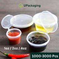 [By Carton] SAUCE CUP Disposable Plastic Mini Cup Round Food Sauce Container with Lid 1oz/2oz/4oz
