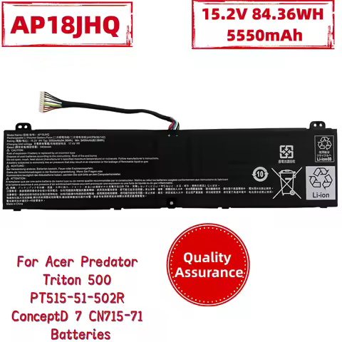 15.2V 84.36WH 5550mAh high-capacity New Laptop Battery AP18JHQ For Acer Predator Triton 500 PT515-51