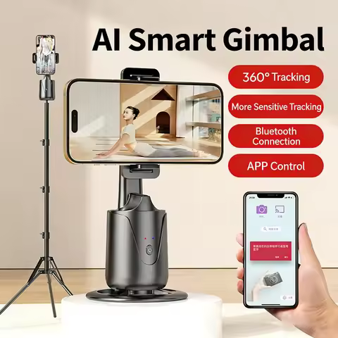 AI Smart Phone Gimbal (360° Auto Tracking) Face Tracking AI Live Stream Desktop Phone Stand (Bluetoo