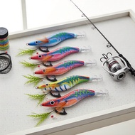 Bulk Wooden Squid Jigs - Lightning-Plated Glow Shrimp Lure for Eging