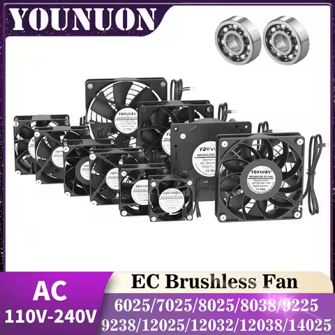 1PCS EC Brushlee Fan 6025/8025/9225/12025/12038/12032 AC 110V 115V 120V 220V 240V Cooling Cooler Fan