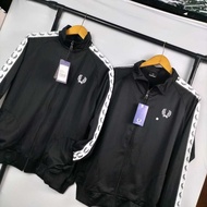 Black branded jacket with fred perry sleeves Original - realfict & full casual men's tracktop jacket