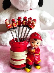 全新Q版firemen【消防英雄火鳳凰】立體造型水果叉(組) 可收藏