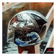 หมวกกันน็อค ZEUS Helmets | ZS-627 NISHIKIGOI เปิดหน้า ใหม่ล่าสุด 2024 Black Blue L (59-60 m.)