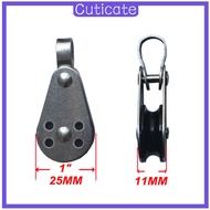 [CUTICATE] 2pc Black Steel Pulley Block 25mm for Kayak anchor trolley two pad eyes