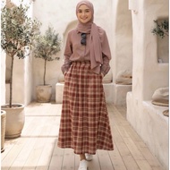 KATUN KEMEJA HARUKA SKIRT SET - One Set Stripe Shirt Long SleeveWanita + Premium Cotton Skirt