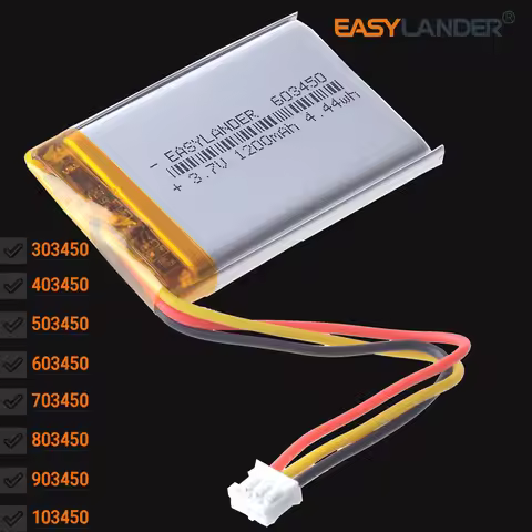 JST 2.0mm 3Pin 603450 3.7V 1200mAh Li-Polymer Li-ion Battery Lipo 303450 403450 503450 703450 803450