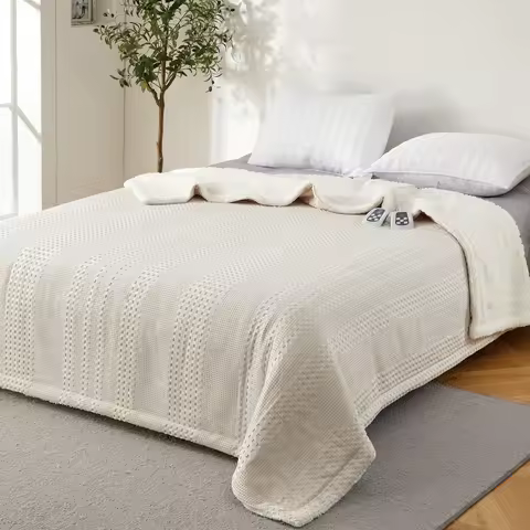 84*90 in Heated Throw Blanket Waffle Sherpa Electric Heating Blanket for Cozy Warmth 50x60 in Gray Q