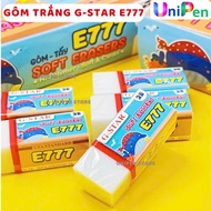 Combo of 3 G-star E777 White Pencil Eraser, Clean Dust-Free Pencil Eraser for Unipen Primary School 