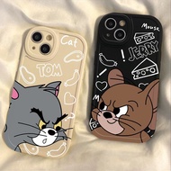 Cartoon Tom and Jerry  Anti -fall Soft silicone Mobile phone gloves for  OPPO A97 96 A95 A94 A93 A77 A76 A74 A73 A72 A57 A55 A54 A53 A52 A31 A16 A16K A15 A15S A9 a8 A5 a3s