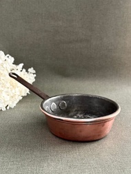 40554-經典法國古董紅銅鍋 鑄鐵把手 鍋徑15.5cm