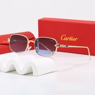 Cartier Metal Frame Sunglasses Cheetah Decoration Multicolor Gradient Lens Sunglasses Light Luxury M