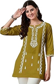 Short Kurti for Women | Indian Tunic Tops for Women | Indian Ethnic Tunic Top | Embroidered Tops 3/4