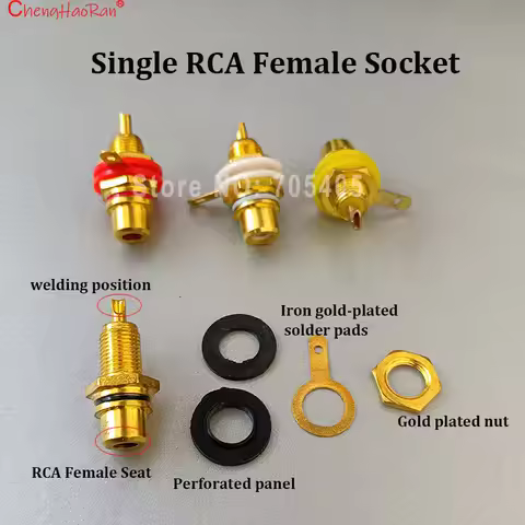 1-8PCS Gold-plated Lotus Female Plug Socket AV Audio Amplifier Single RCA Jack Connector Lotus Femal