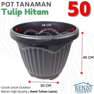 Pot Tulip Tanaman Hias Pot Bunga Bulat Plastik Besar Hitam Jumbo 50