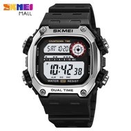 SKMEI 2126 Men Dual Time Sports Watch Teen Silicone Strap Alarm Hourly Chime Chronograph Countdown 5