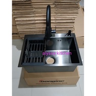 HITAM Selling black 6045 Kitchen sink package / Black 6045 Kitchen sink pull out faucet package
